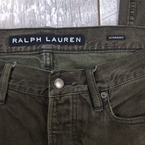 Ralph Lauren Jeans Mens 34x29 Black Label Green Wash Mid Rise Straight Leg Pants - Picture 6 of 8